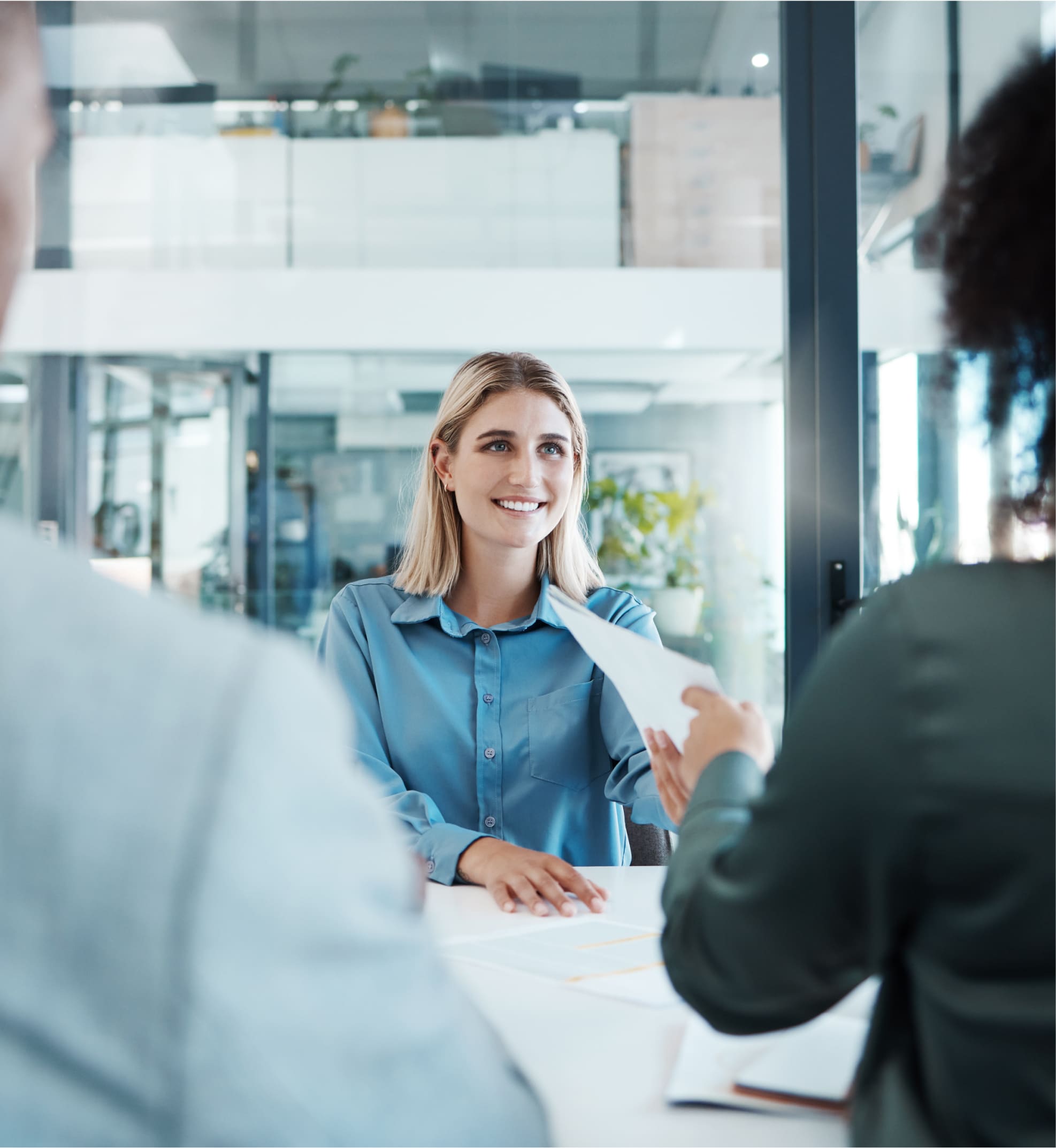 blonde woman making a deal